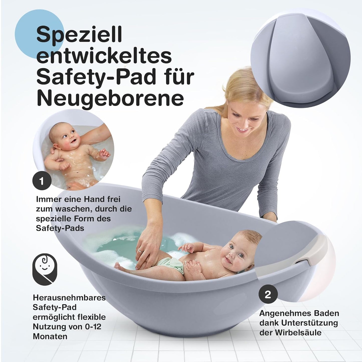 Baby Badewanne mit Badewanneneinsatz für Neugeborene