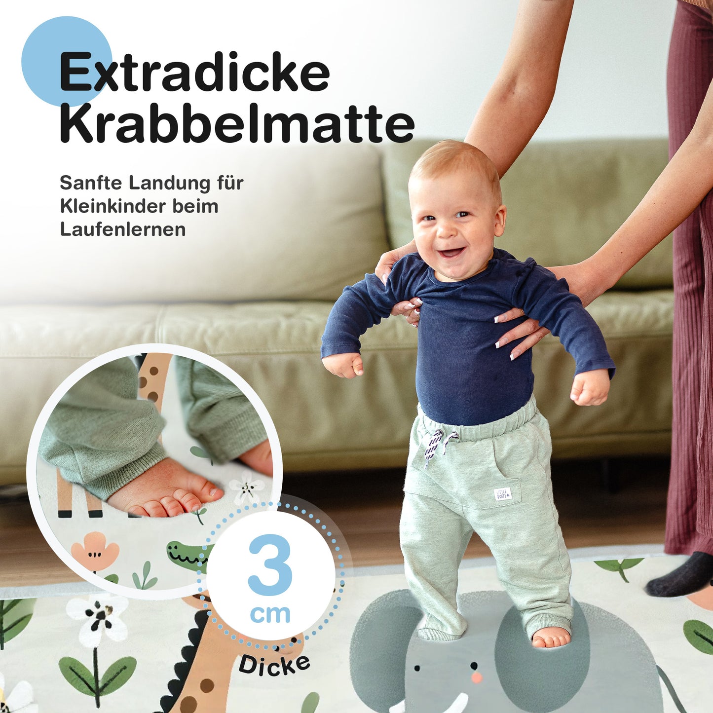 Wolkenweiche rutschfeste Krabbelmatte