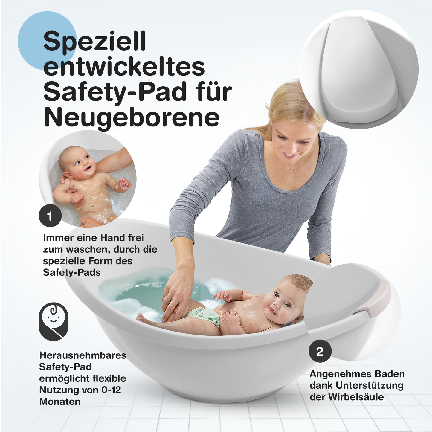 Baby Badewanne mit Badewanneneinsatz für Neugeborene