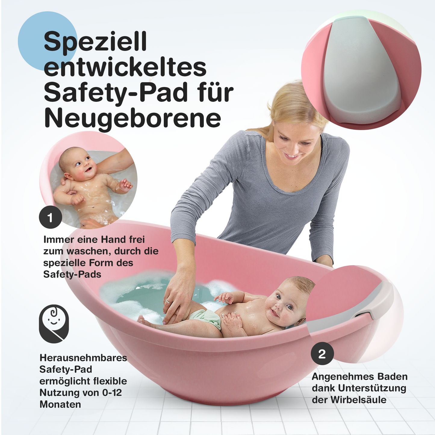 Baby Badewanne mit Badewanneneinsatz für Neugeborene