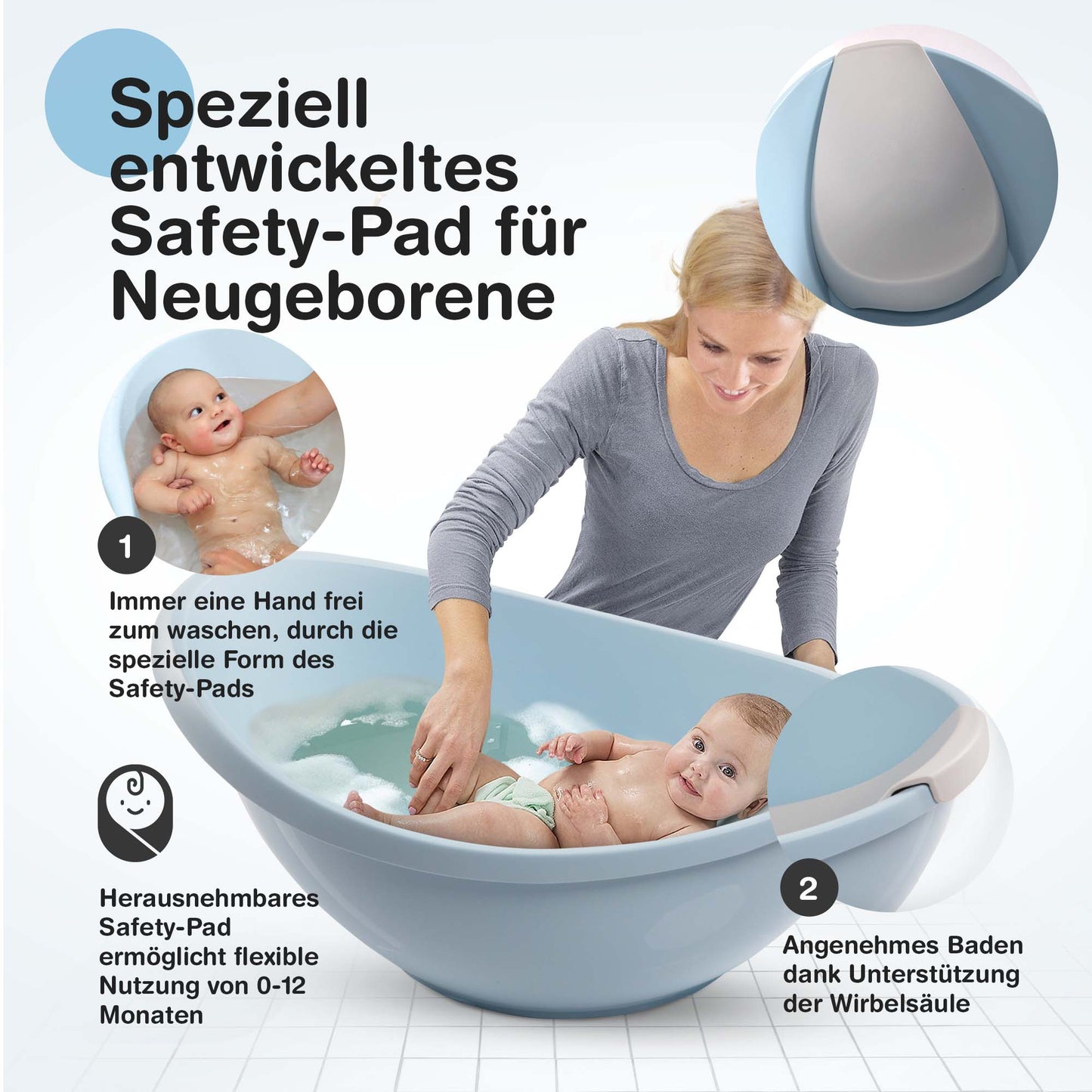 Baby Badewanne mit Badewanneneinsatz für Neugeborene