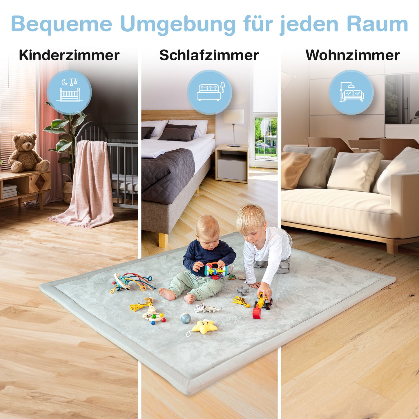 Wolkenweiche rutschfeste Krabbelmatte