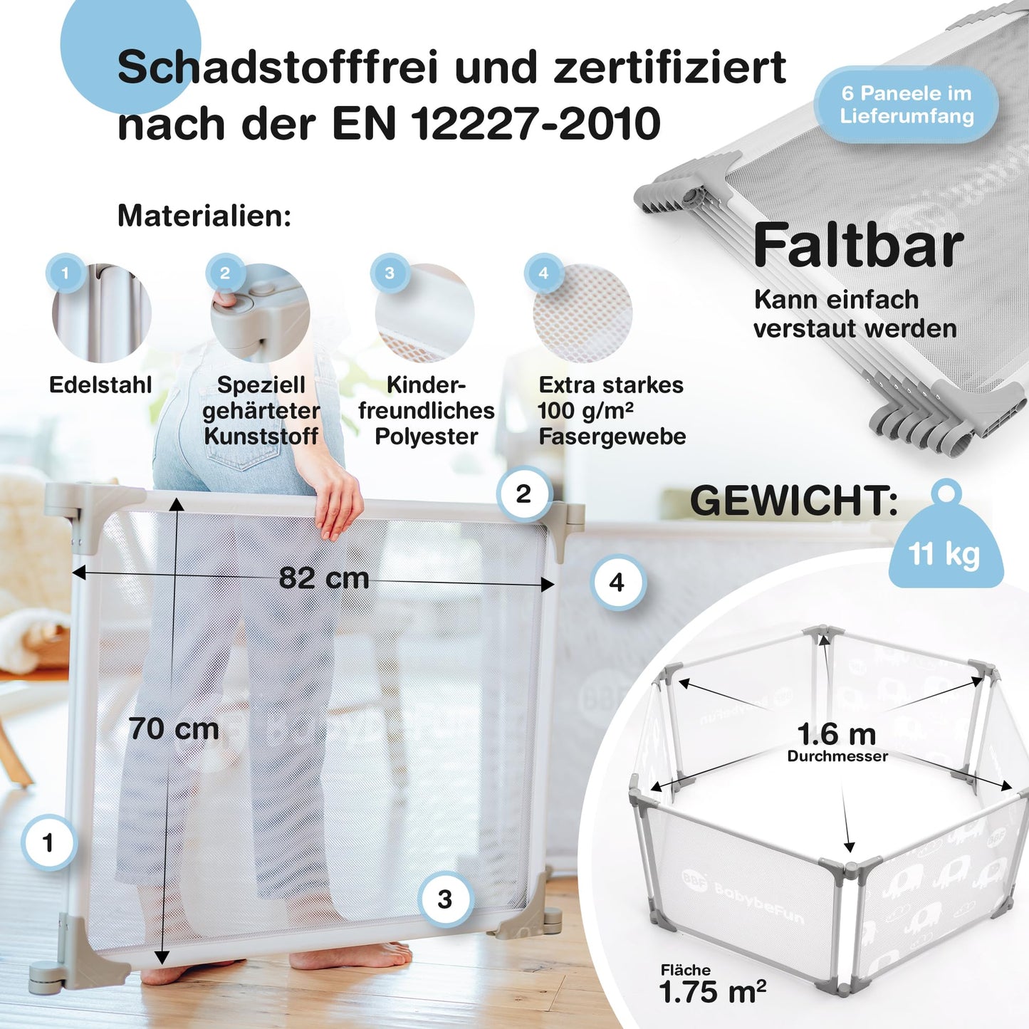 Faltbarer Laufstall für Babys und Kleinkinder
