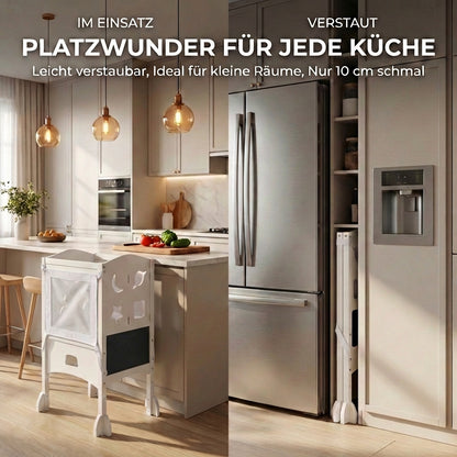 Klappbarer Lernturm mit 360° Sicherheitsnetz für Rundumschutz