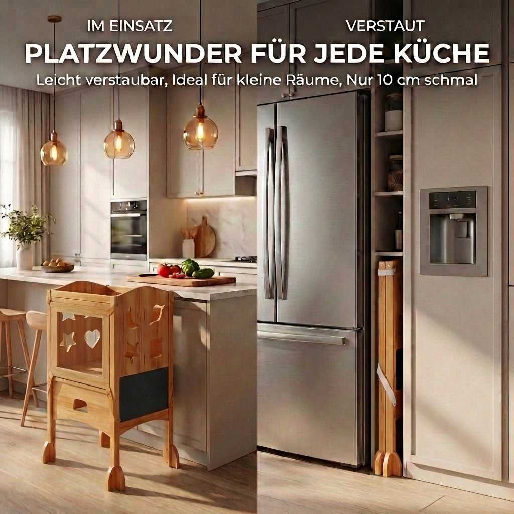 Klappbarer Lernturm mit 360° Sicherheitsnetz für Rundumschutz