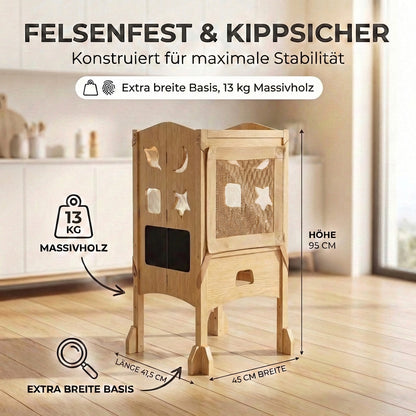 Klappbarer Lernturm mit 360° Sicherheitsnetz für Rundumschutz