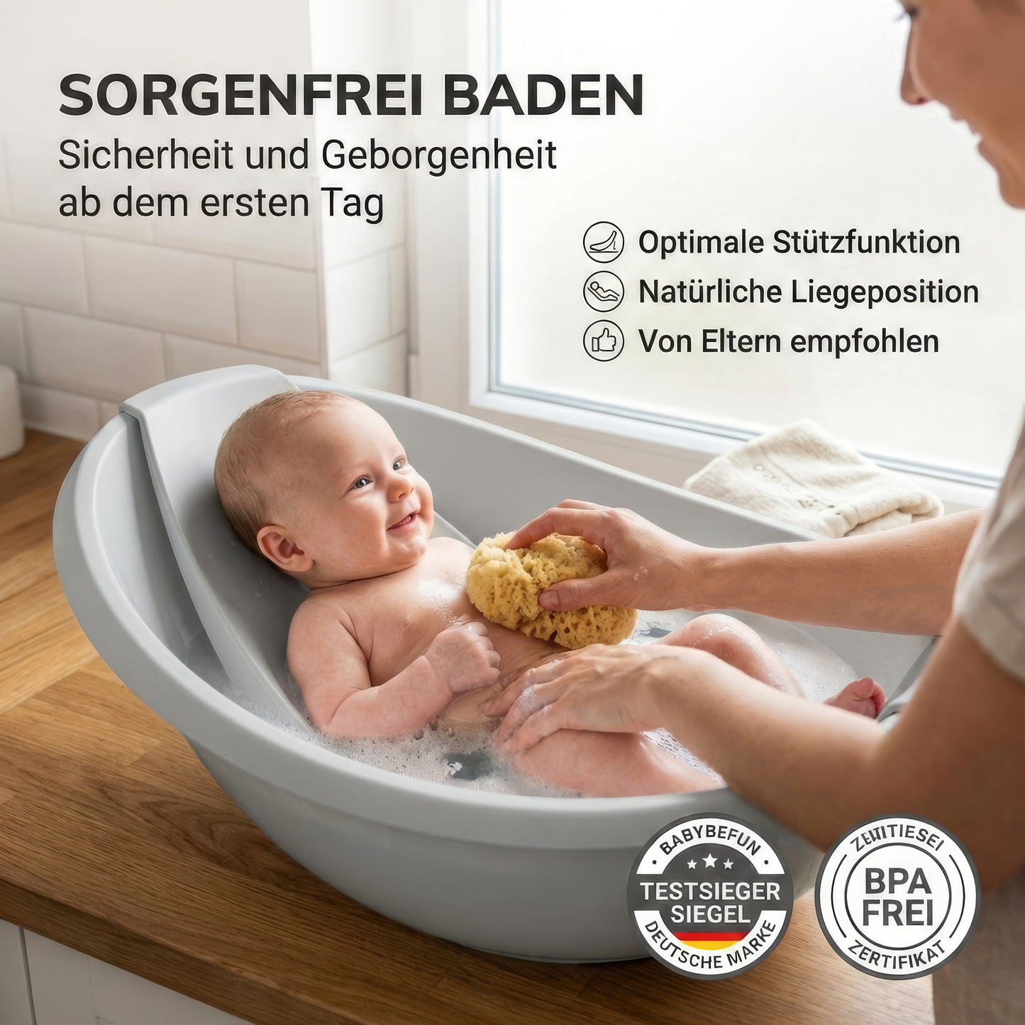 Baby Badewanne mit Badewanneneinsatz für Neugeborene