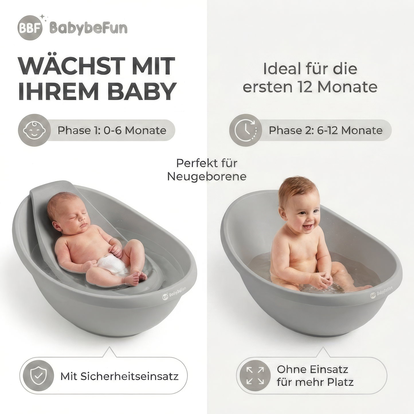 Baby Badewanne mit Badewanneneinsatz für Neugeborene