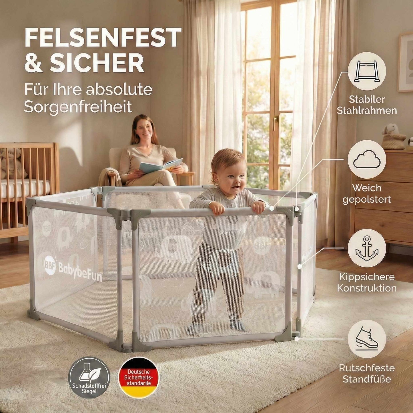 Faltbarer Laufstall für Babys und Kleinkinder